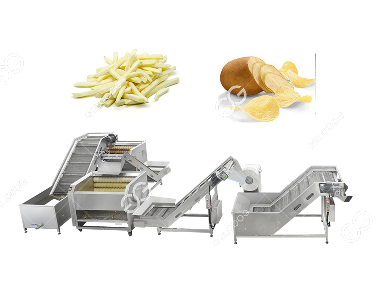 Automatic Potato Washing Peeling Cutting Slicer Machine For French Fries Price